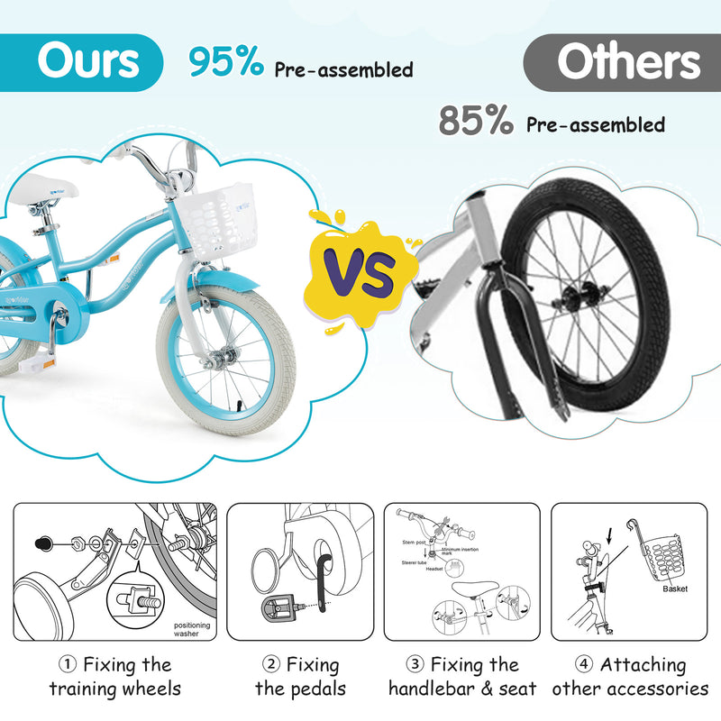 14/16/18 Inch Kids Bike with Dual Brakes and Adjustable Seat-14 inches