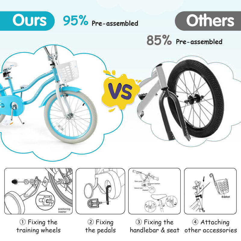 14/16/18 Inch Kids Bike with Dual Brakes and Adjustable Seat-18 inches