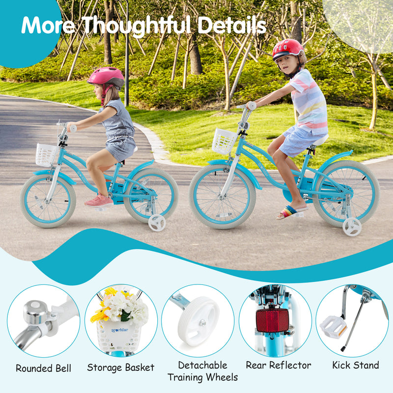 14/16/18 Inch Kids Bike with Dual Brakes and Adjustable Seat-18 inches