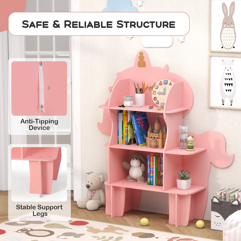 Kids Bookcase Toy Storage Organizer with Open Storage Shelves-Unicorn