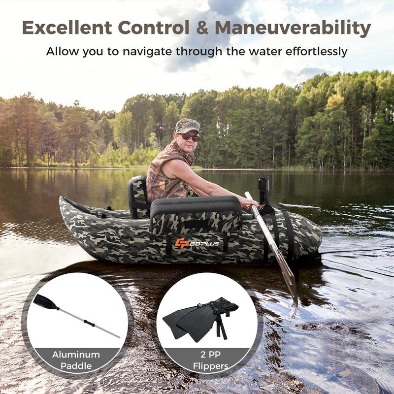 Inflatable Fishing Float with Adjustable Straps and Storage Pockets-Camouflage