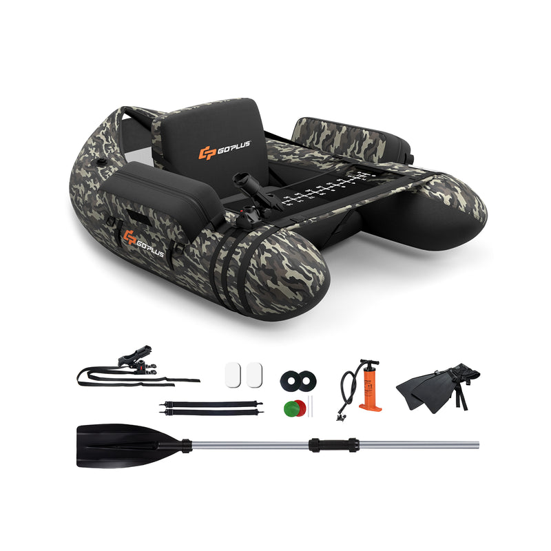 Inflatable Fishing Float with Adjustable Straps and Storage Pockets-Camouflage