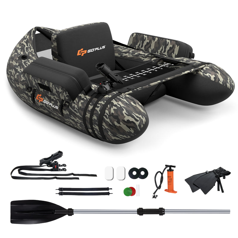 Inflatable Fishing Float with Adjustable Straps and Storage Pockets-Camouflage