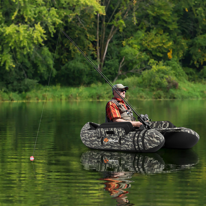 Inflatable Fishing Float with Adjustable Straps and Storage Pockets-Camouflage