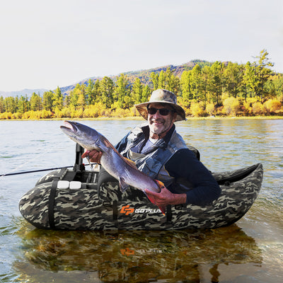 Inflatable Fishing Float with Adjustable Straps and Storage Pockets-Camouflage