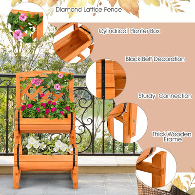 2-Tier Raised Garden Bed with 2 Cylindrical Planter Boxes and Trellis-Orange