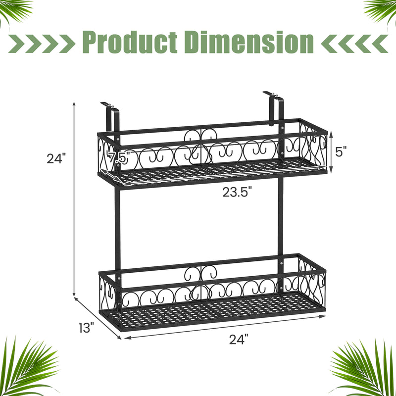 Flower Pot Holder with Adjustable Hooks and 2 Planter Baskets