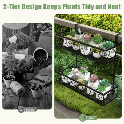 Flower Pot Holder with Adjustable Hooks and 2 Planter Baskets