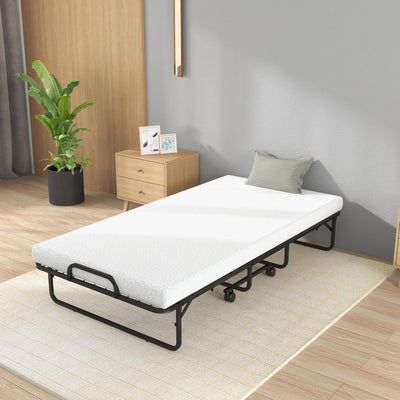 Twin Size Metal Folding Bed with Memory Foam Mattress