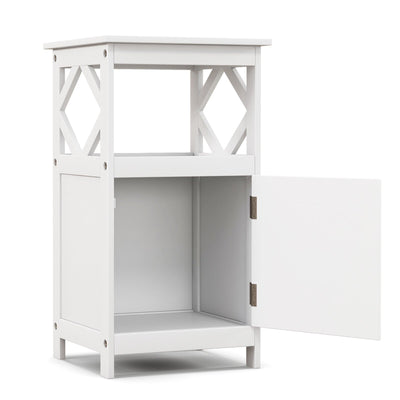 Bathroom Floor Cabinet Side Storage Organizer with Open Shelf and Single Door-White