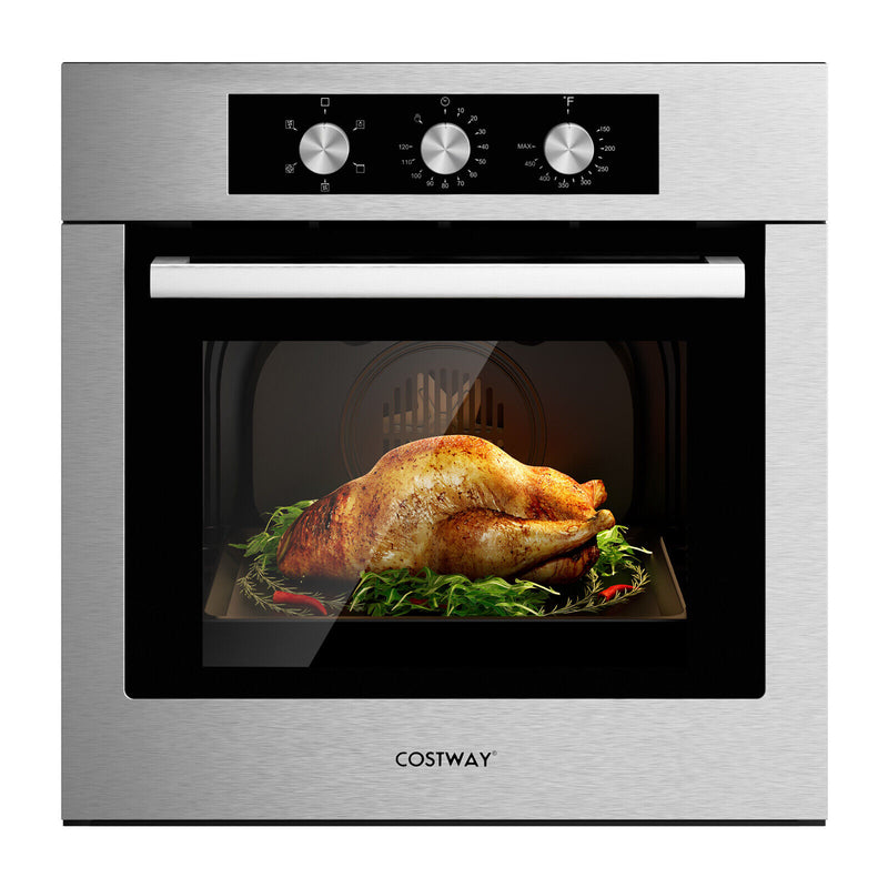 24 Inch Single Wall Oven 2.47Cu.ft with 5 Cooking Modes-Silver