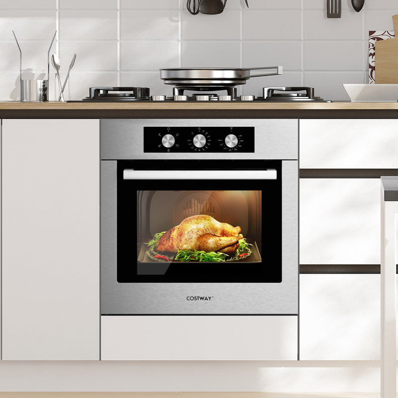 24 Inch Single Wall Oven 2.47Cu.ft with 5 Cooking Modes-Silver