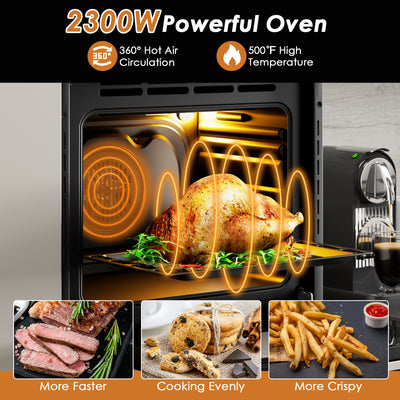 24 Inch Single Wall Oven 2.47Cu.ft with 5 Cooking Modes-Silver