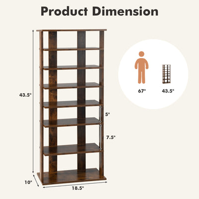 7 Tiers Vertical Shoe Rack for Front Door-Rustic Brown