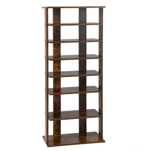 7 Tiers Vertical Shoe Rack for Front Door-Rustic Brown