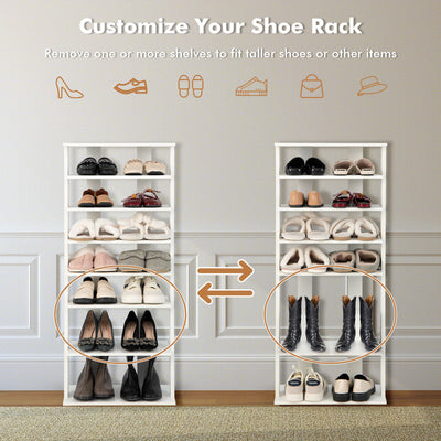 7 Tiers Vertical Shoe Rack for Front Door-White