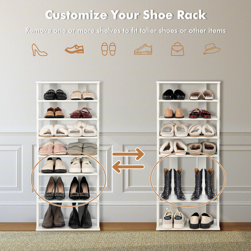 7 Tiers Vertical Shoe Rack for Front Door-White