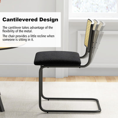 2 Pieces Mid-Century Modern Dining Chair with Cantilever Design-Black