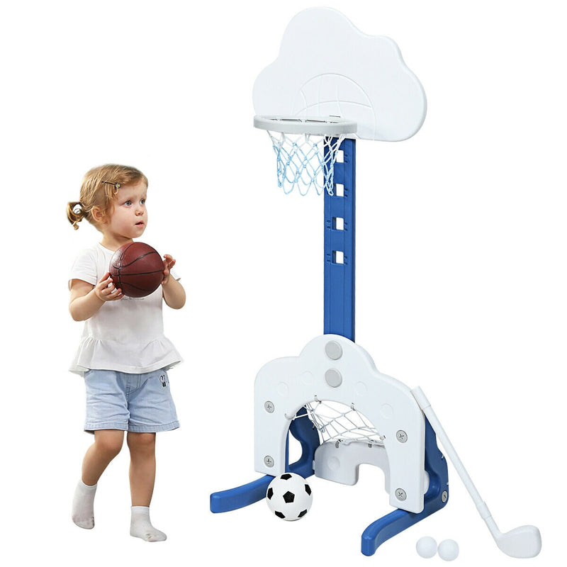 3-in-1 Kids Basketball Hoop Set with Balls-White