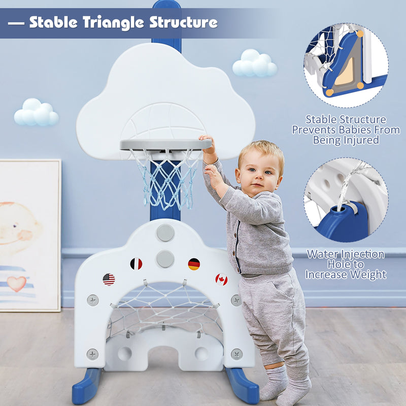 3-in-1 Kids Basketball Hoop Set with Balls-White