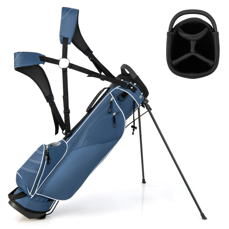 Golf Stand Cart Bag with 4 Way Divider Carry Organizer Pockets-Blue