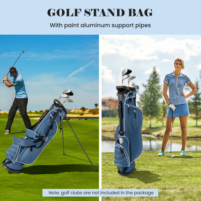 Golf Stand Cart Bag with 4 Way Divider Carry Organizer Pockets-Blue