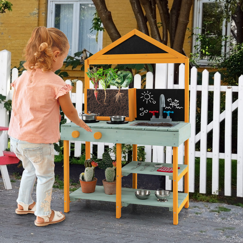 Kids Kitchen Playset with Root Viewer Planter and Rotatable Faucet