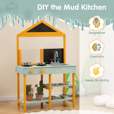 Kids Kitchen Playset with Root Viewer Planter and Rotatable Faucet