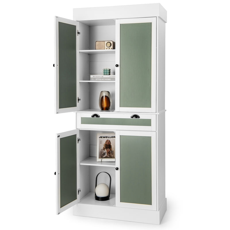 Kitchen Pantry Cabinet with 2-Door Sideboards and Adjustable Shelves-White