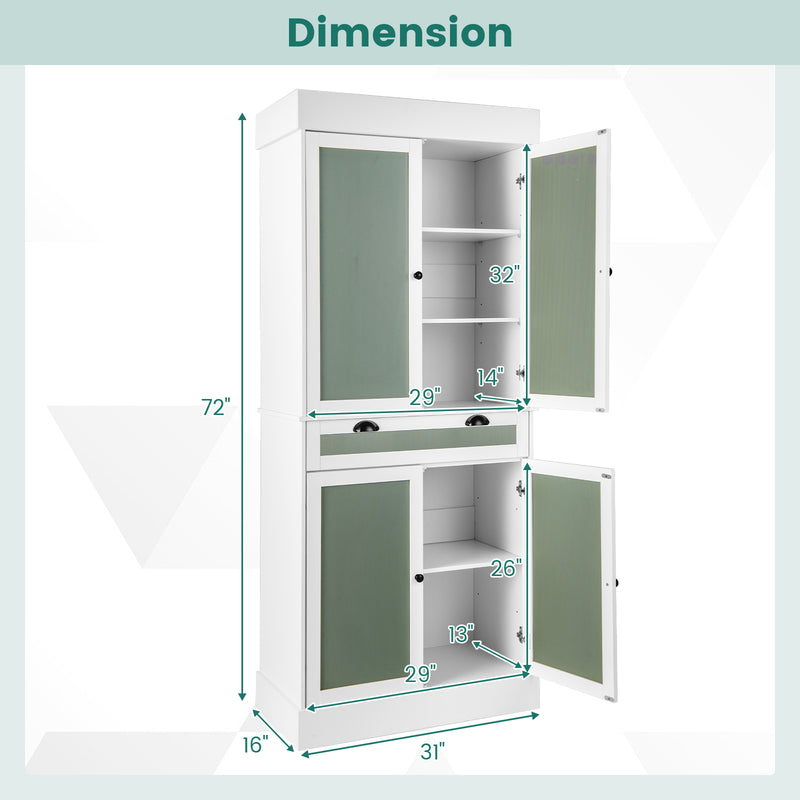 Kitchen Pantry Cabinet with 2-Door Sideboards and Adjustable Shelves-White