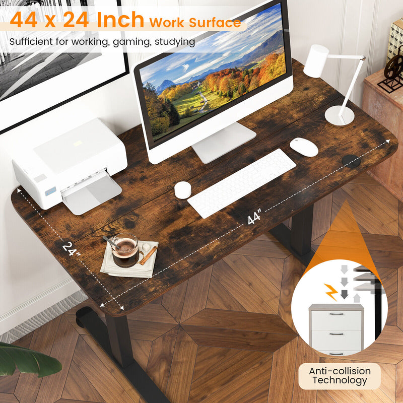 Electric Standing Desk Adjustable Stand up Computer Desk Anti-collision-Rustic Brown