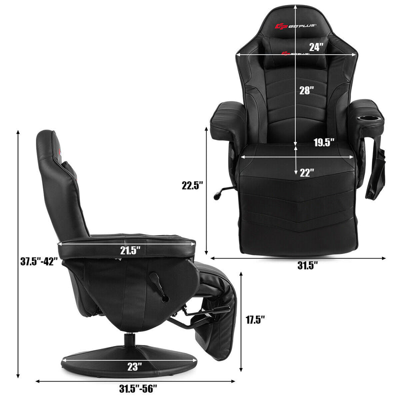 Ergonomic High Back Massage Gaming Chair with Pillow-Black