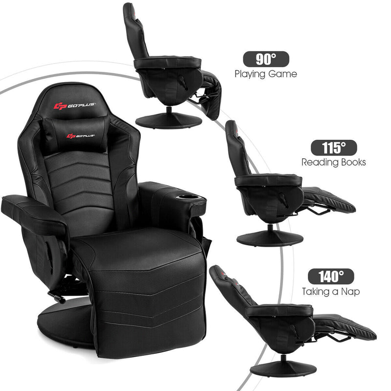 Ergonomic High Back Massage Gaming Chair with Pillow-Black