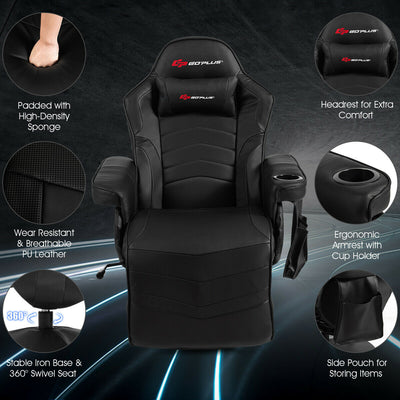 Ergonomic High Back Massage Gaming Chair with Pillow-Black