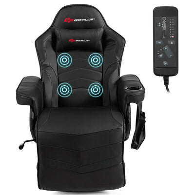 Ergonomic High Back Massage Gaming Chair with Pillow-Black