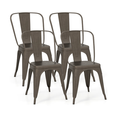 4 Pcs Modern Bar Stools with Removable Back and Rubber Feet-Gun