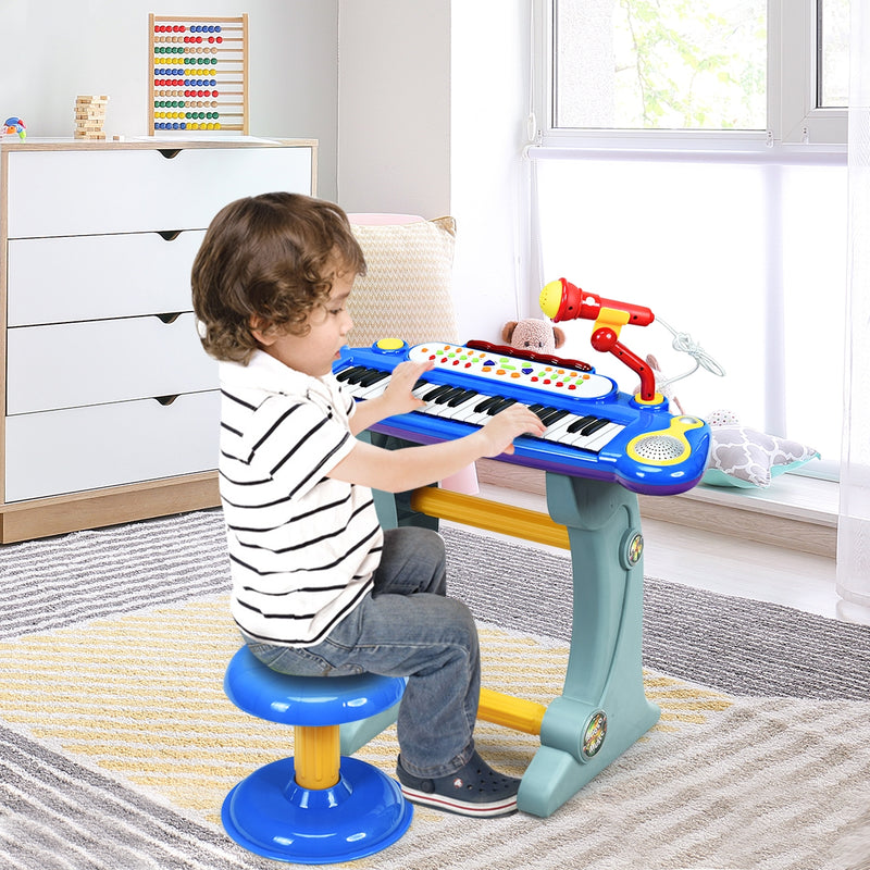 37 Key Electronic Keyboard Kids Toy Piano-Blue