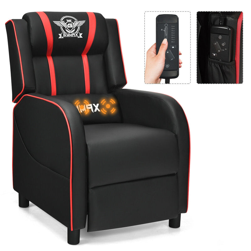 Massage Racing Gaming Single Recliner Chair-Red