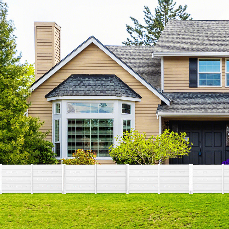 Outdoor Privacy Fence Screen with 5 Ground Stakes for Garden Yard Patio-White