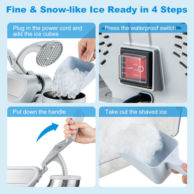 300W Commercial Ice Crusher with Dual Blades and Safety Switch-Gray