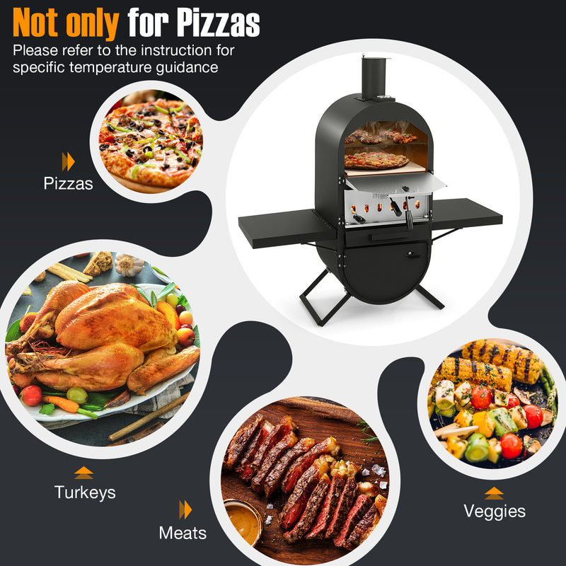 Outdoor Pizza Oven with 600D Oxford Fabric Cover 12 Inch Pizza Stone and Cooking Grill