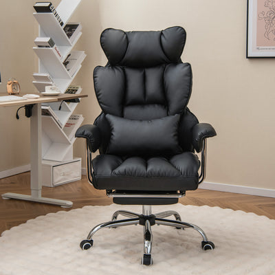 Big and Tall Executive Office Desk Chair with Footrest and Lumbar Support-Black