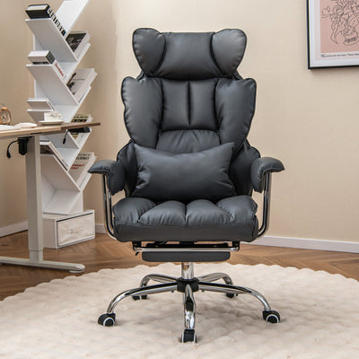 Big and Tall Executive Office Desk Chair with Footrest-Gray