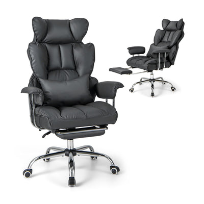 Big and Tall Executive Office Desk Chair with Footrest-Gray