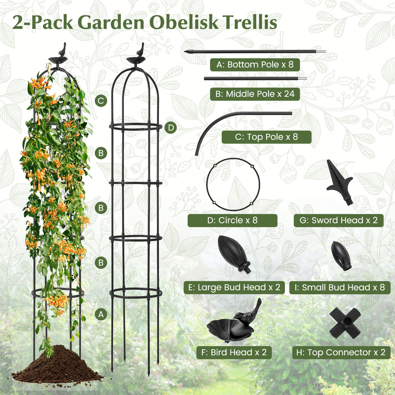 GIANTEX 2-Pack Garden Obelisk Trellis for Climbing Plants-Black