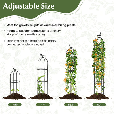 GIANTEX 2-Pack Garden Obelisk Trellis for Climbing Plants-Black