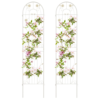 2 Pack 86.5 x 20 Inches Metal Garden Trellis for Climbing Plants-White