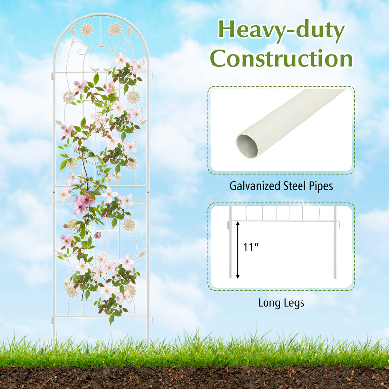 2 Pack 86.5 x 20 Inches Metal Garden Trellis for Climbing Plants-White