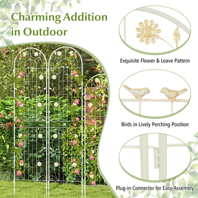 2 Pack 86.5 x 20 Inches Metal Garden Trellis for Climbing Plants-White