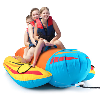 3-Person Inflatable Banana Boat with 3 EVA-padded Seats and Handles